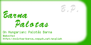 barna palotas business card